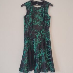 Metallic Green and Black Party Dress